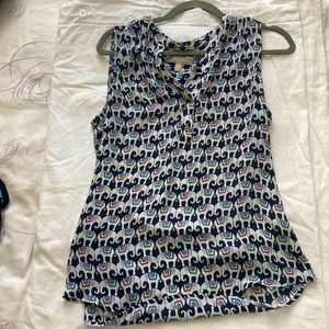 Navy elephant print banana republic sleeveless blouse - Size M